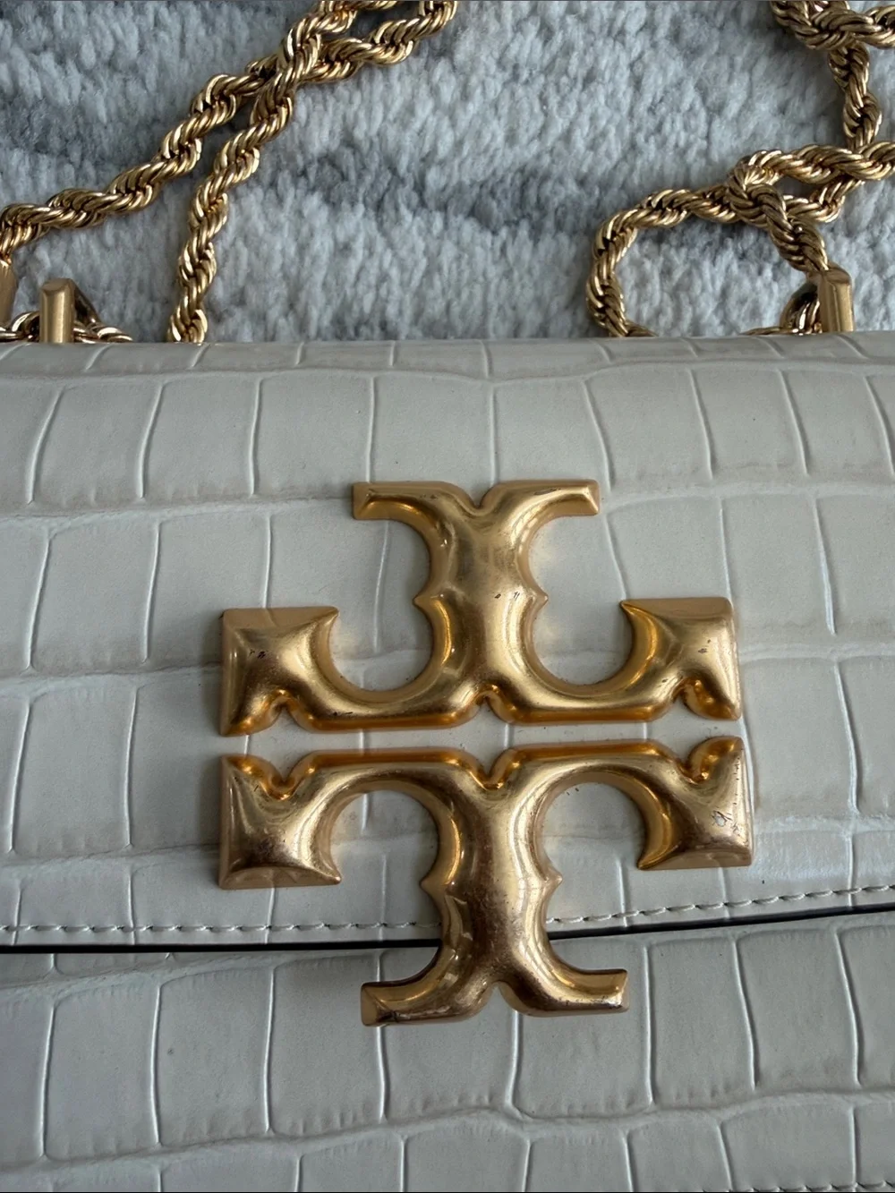 Tory Burch Croc Embossed Leather Eleanor Small Convertible Shoulder Bag